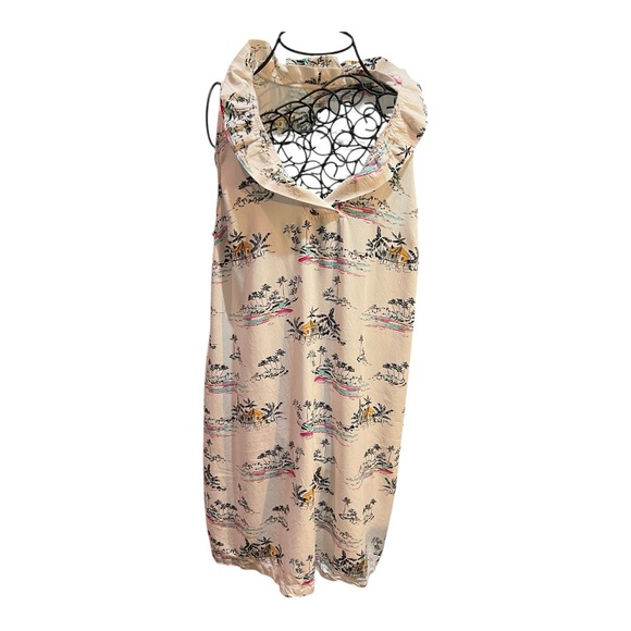 L | Crown & Ivy Hawaii Tropic Cruise Print White Sleeveless Dress